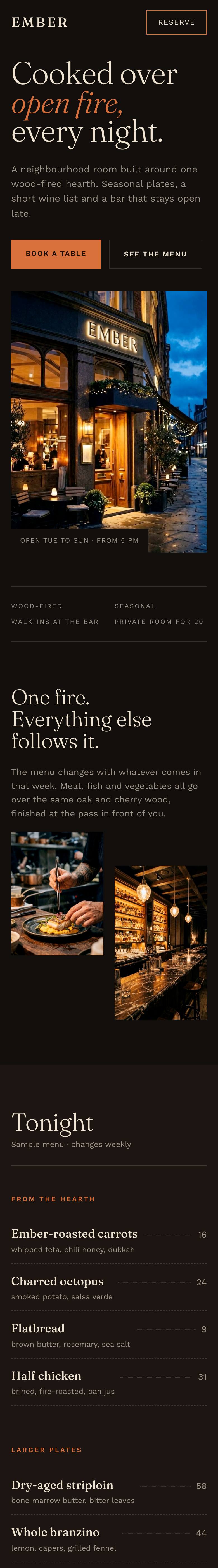 Ember concept site on a phone